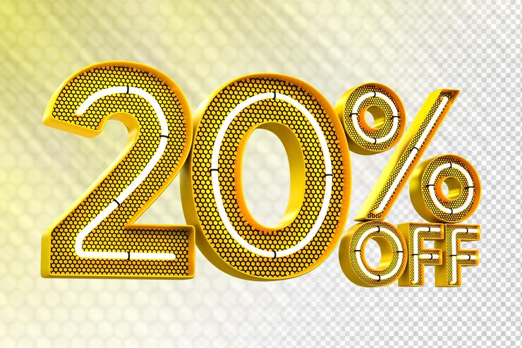PSD offerta speciale 20% sconto 3d tag di vendita 3d rendering numero concetto sconto promozione