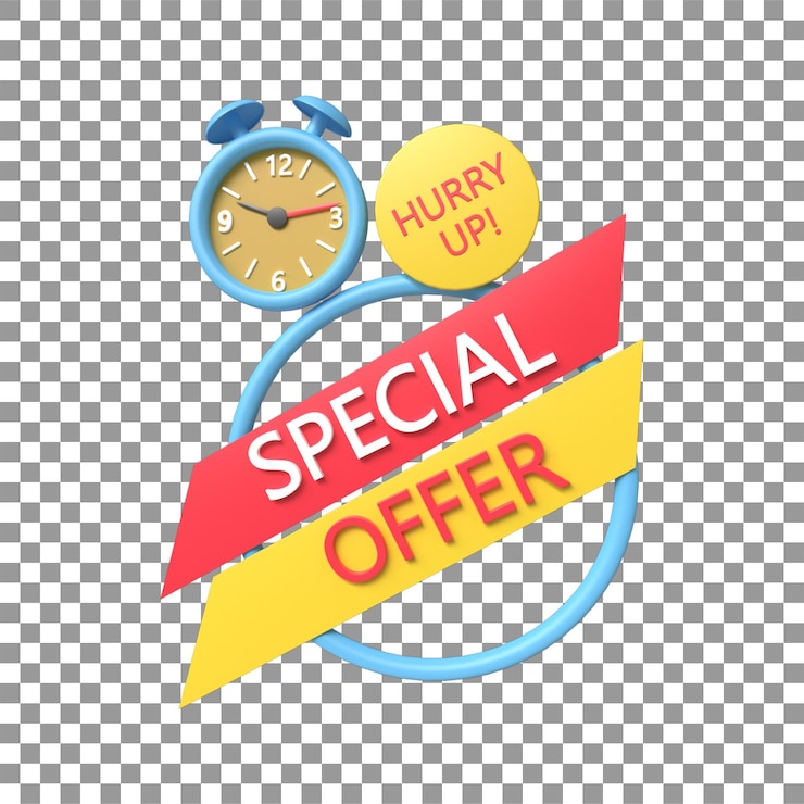 PSD offerta speciale 3d renderinghurry up offerta etichetta 3d 3d tags per super shop