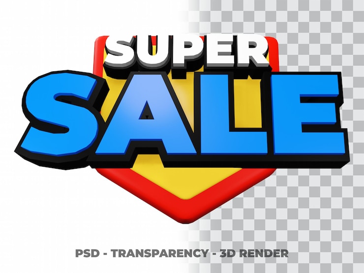PSD offerta speciale 3d super saldi con sfondo trasparente