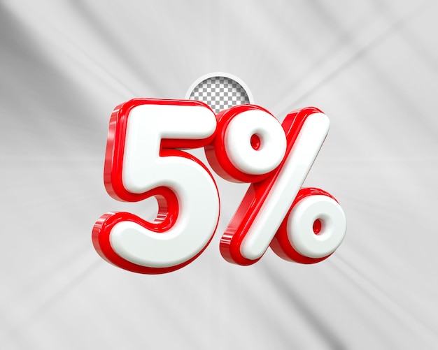 Offerta speciale sconto del 5 per cento tag di vendita concetto di numero 3d sconto promozione offerta di vendita