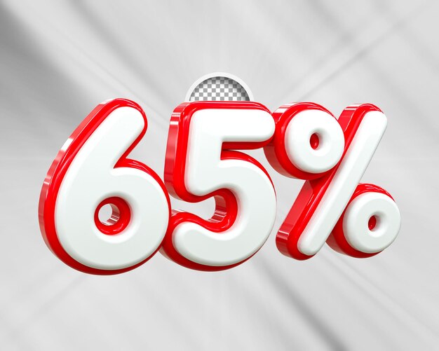Offerta speciale sconto del 65 per cento tag di vendita concetto di numero 3d sconto promozione offerta di vendita
