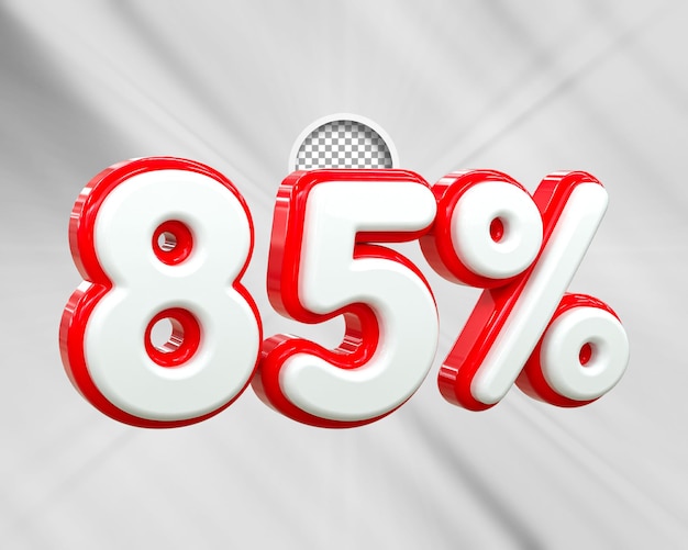 Offerta speciale sconto dell'85 per cento tag di vendita concetto di numero 3d sconto promozione offerta di vendita