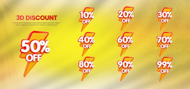 Offerta speciale vendita sconto etichette di vendita concetto di numero 3d sconto promozione vendita offerta di prezzo segno