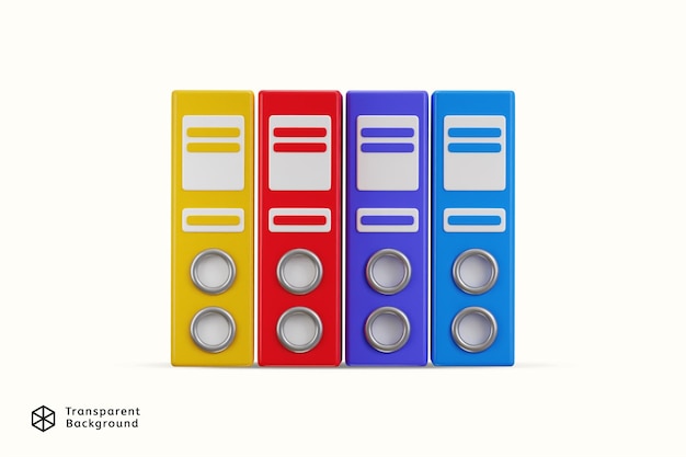 Office Binder-Symbol 3D-Rendering Konzept der Büro-Papier-Folder-Ikonen Vektor-Illustration