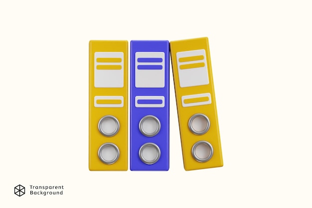 Office Binder-Symbol 3D-Rendering Konzept der Büro-Papier-Folder-Ikonen Vektor-Illustration