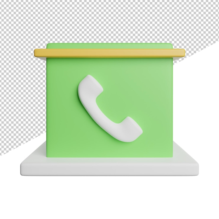 PSD office phone number vista frontal 3d rendering icono ilustración sobre fondo transparente