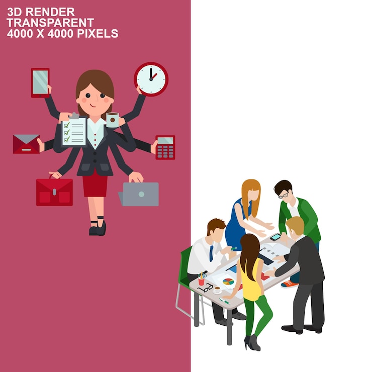 PSD office work transparent background