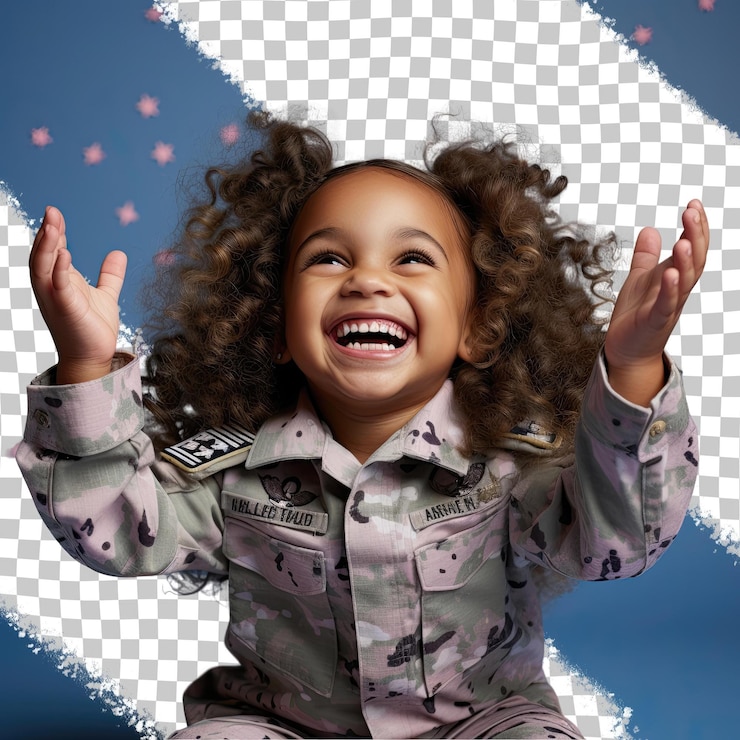PSD officier de l'école maternelle afro-américaine jubilant dans le pastel periwinkle