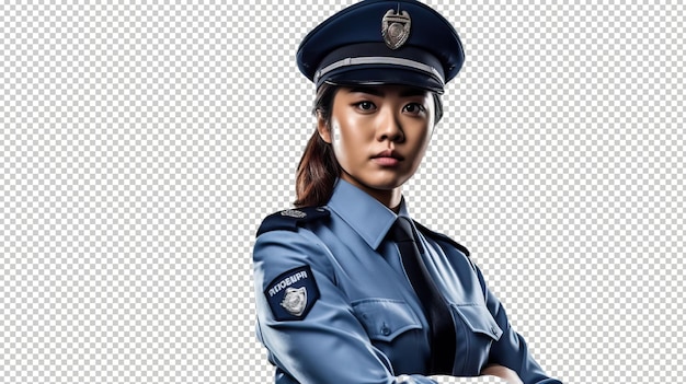 PSD officier de police asiatique psd blanc transparent isolé