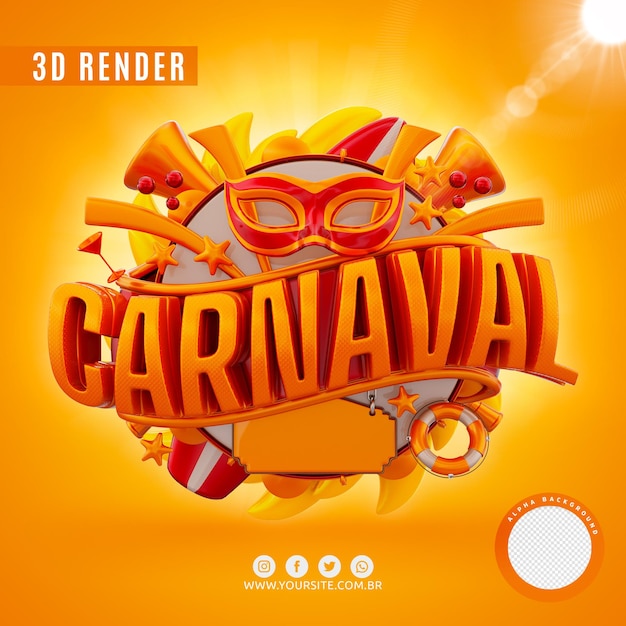Offre un logo de carnaval pour les entreprises en rendu 3d Premium Psd