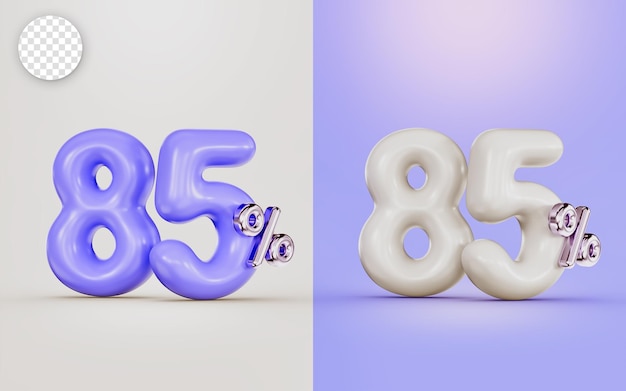 offre de réduction de 85 % avec deux couleurs différentes concept de rendu 3d blanc et violet