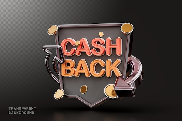 offre de remboursement avec pièce d'or sur fond sombre concept de rendu 3d pour le paiement marketing commercial