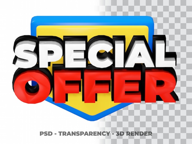 PSD offre spéciale 3d avec fond transparent