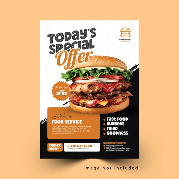 Offre spéciale du jour Flyer promotionnel de délicieux hamburgers