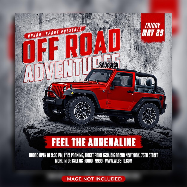 Offroad-abenteuer flyer und social-media-post-instagram-vorlage