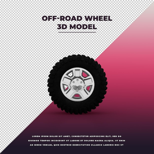 PSD offroad roue 3d isolé