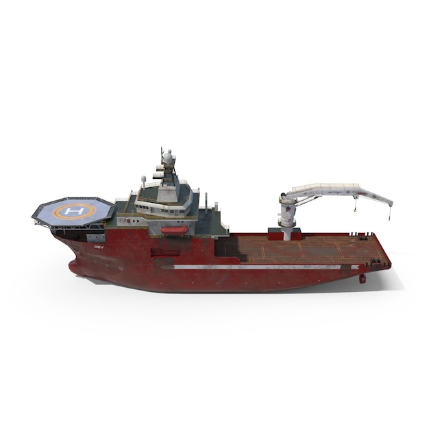 Offshore Supply Vessel with Heliport and Crane
