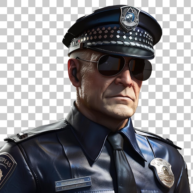 Oficial de polícia com óculos de sol