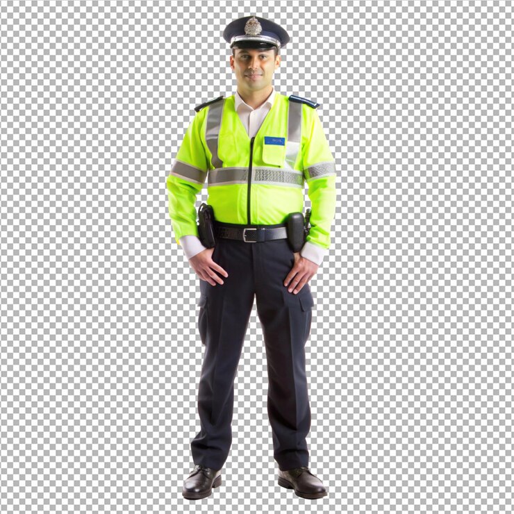 PSD oficial de policía de tránsito de fondo transparente