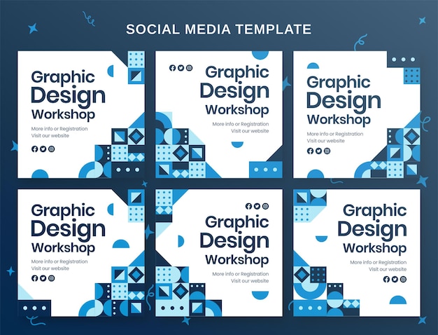 Oficina de design gráfico banner de mídia social e modelo de postagem no instagram