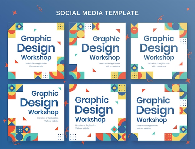 Oficina de design gráfico banner de mídia social e modelo de postagem no instagram