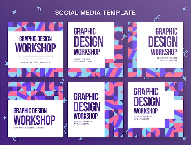 Oficina de design gráfico banner de mídia social e modelo de postagem no instagram