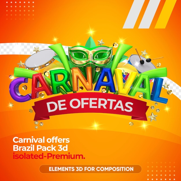 PSD ofrece logo de carnaval para empresas en renderizado 3d