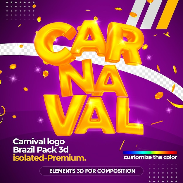 Ofrece logotipo de carnaval en renderizado 3d