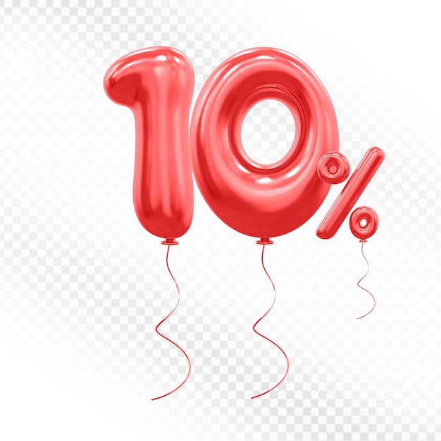 Ofrecemos el 10 por ciento del globo rojo en 3D.