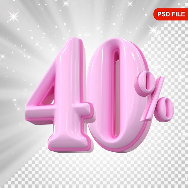 Ofrecemos un descuento del 40 por ciento en rosa en 3D.