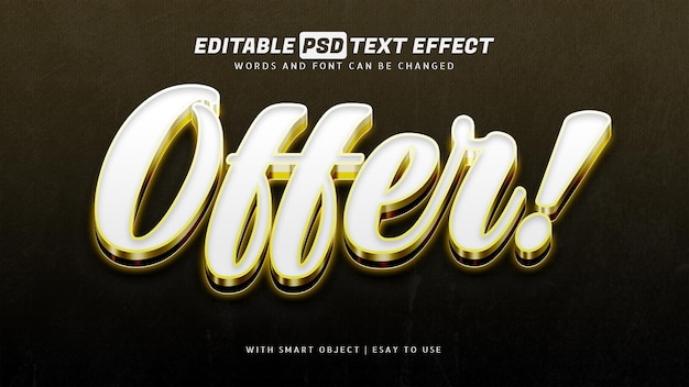 Ofrecer efecto de texto de estilo 3d blanco amarillo