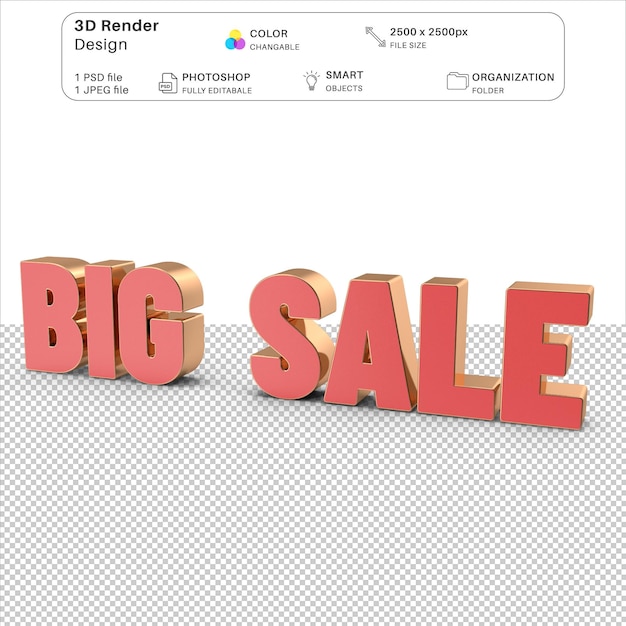 Ofrecimiento de descuento Gran venta Archivo PSD de modelado 3D