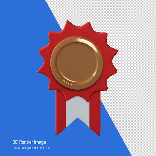 Oggetto 3d Icona di rendering del raggiungimento della ricompensa della medaglia di bronzo.