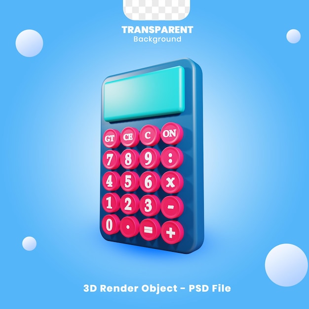 oggetto calcolatrice nel rendering 3d isolato con sfondo trasparente
