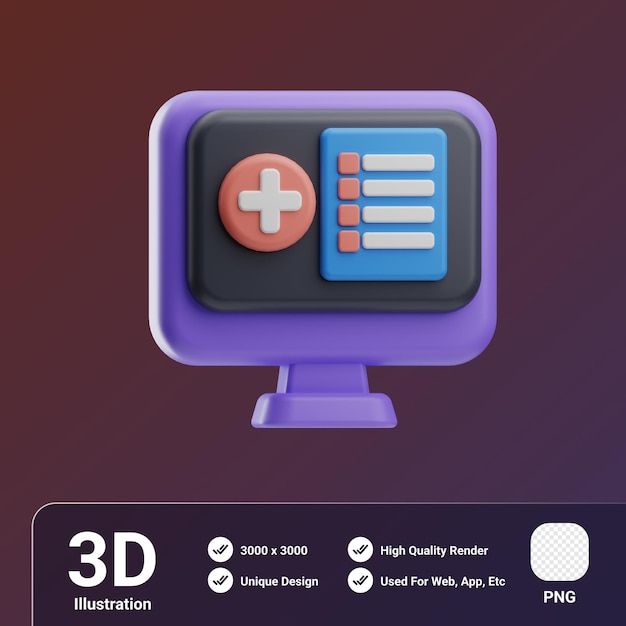 Oggetto Dispositivi elettronici medici Cartella medica Illustrazione 3D