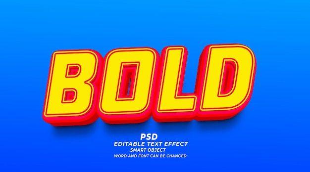 Oggetto intelligente modello PSD effetto testo modificabile 3d in grassetto