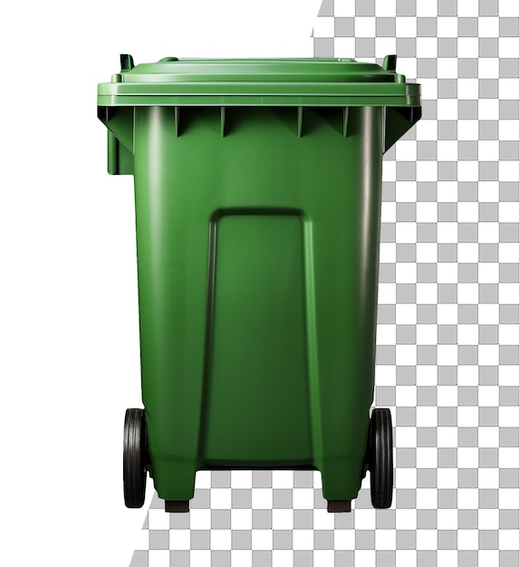 Oggetto verde isolato del contenitore della spazzatura dei rifiuti con sfondo trasparente