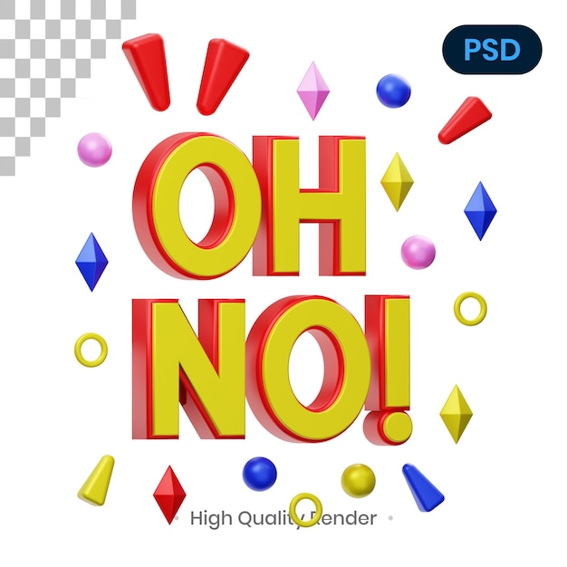 Oh no ilustración de renderizado 3d psd premium