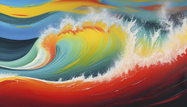 PSD oil painting of colorful wave background