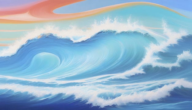 PSD oil painting of colorful wave background