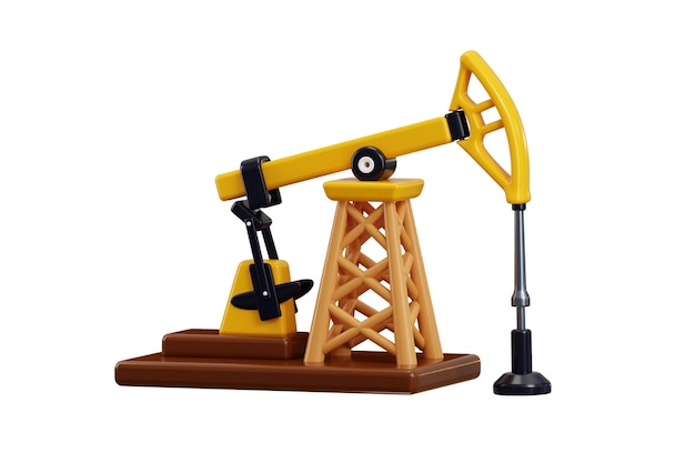 Oil pump jack icon 3d render concept of fuel drilling oil pump jack petroleum extraction technology