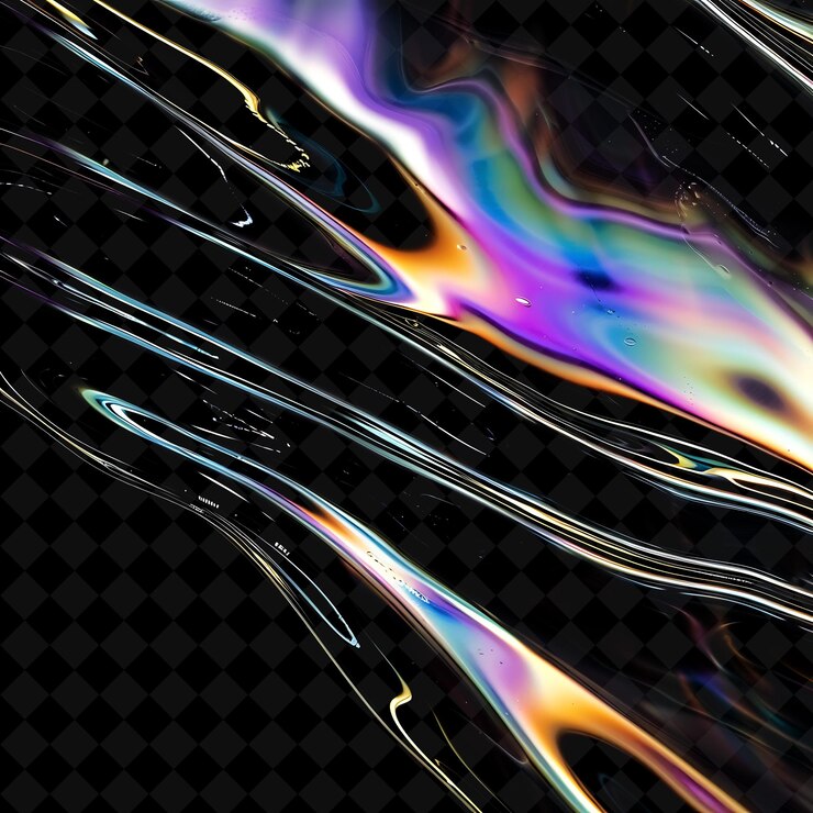 PSD oil slick with rainbow colored liquid mate png creative neon effect y2k collections