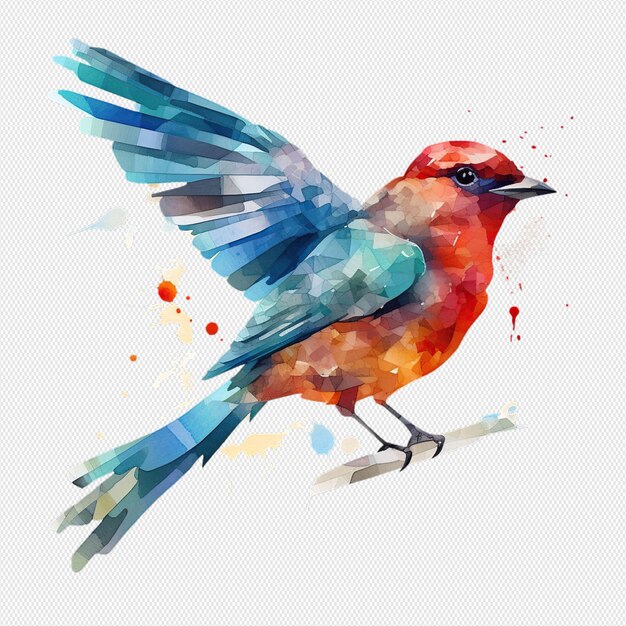 PSD oiseau aquarelle isolé