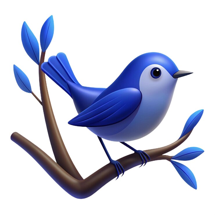 PSD un oiseau bleu est assis sur une branche avec des feuilles bleues