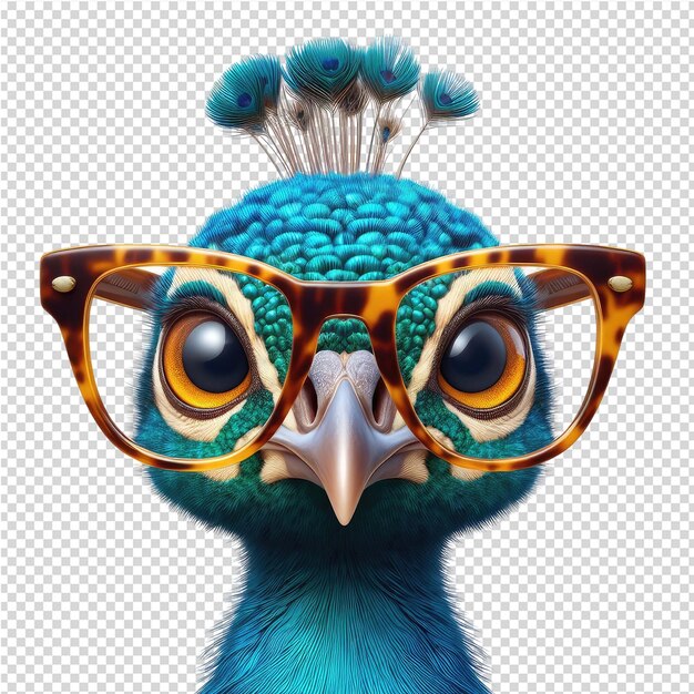 PSD un oiseau bleu avec des lunettes qui a un œil qui a un oeil sur lui