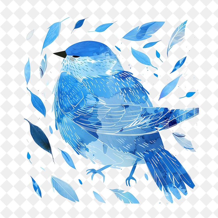 PSD un oiseau bleu avec une tête bleue et des plumes bleues