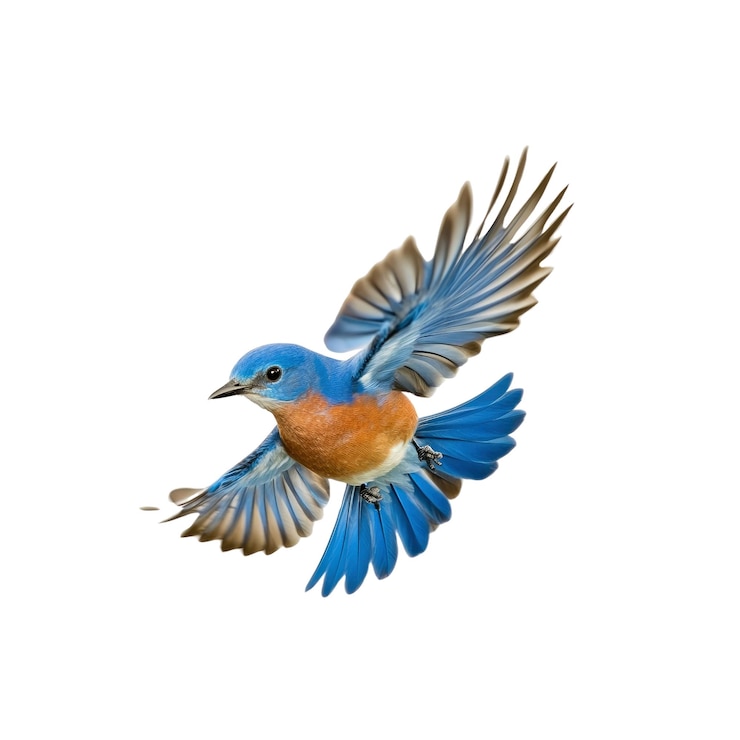 PSD l'oiseau bleu en vol sur un fond noir