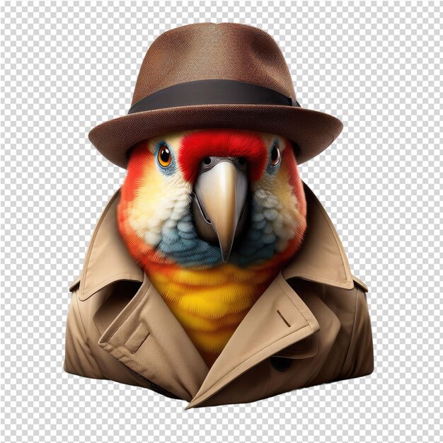 PSD un oiseau avec un chapeau sur la tête