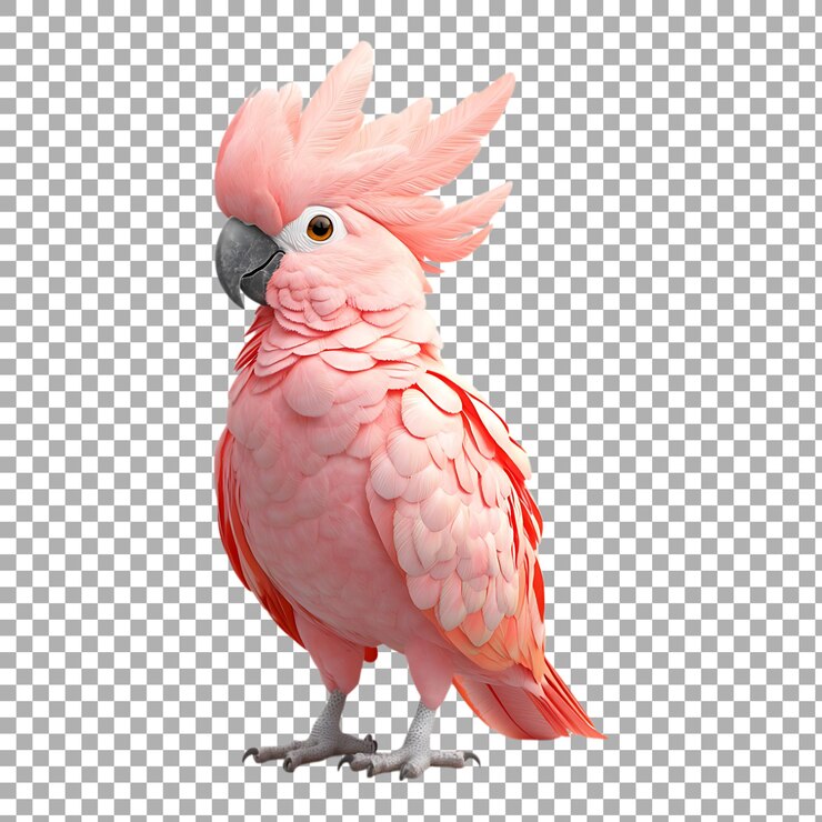 L'oiseau cocteau rose de PNG sur un fond transparent