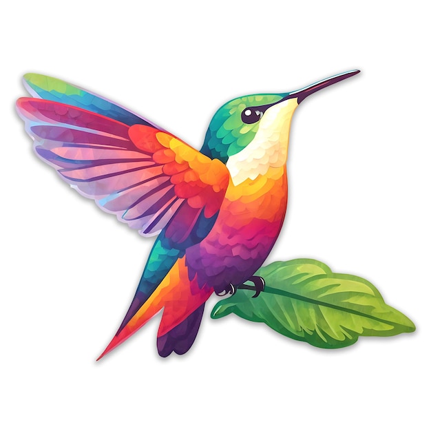 PSD oiseau colibri coloré avec une aile colorée design psd